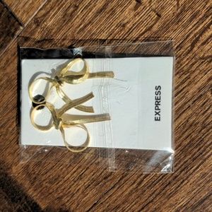 Express Snake Chain Bow Stud Earrings, Shiny Gold